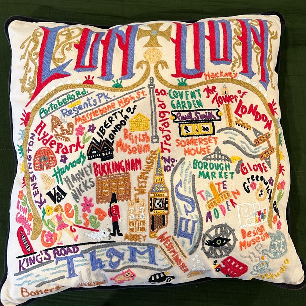 Catstudio Hand Embroidered Pillow - London